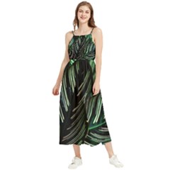 Calathea Leaves Strippe Line Boho Sleeveless Summer Dress by Ravend