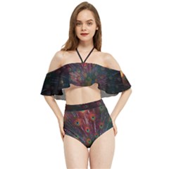 Peacock Feather Bird Halter Flowy Bikini Set  by Bedest