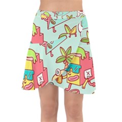 Summer Up Cute Doodle Wrap Front Skirt by Bedest