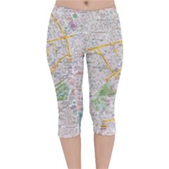 London City Map Velvet Capri Leggings  by Bedest