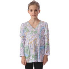 London City Map Kids  V Neck Casual Top by Bedest