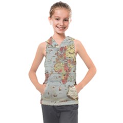 Vintage Old Antique World Map Kids  Sleeveless Hoodie by Bedest