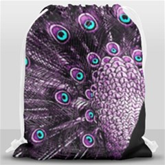 Purple Peacock Drawstring Bag (large) by Bedest