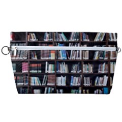 Book Collection In Brown Wooden Bookcases Books Bookshelf Library Handbag Organizer by Ravend