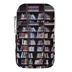 Book Collection In Brown Wooden Bookcases Books Bookshelf Library Waist Pouch (small) by Ravend