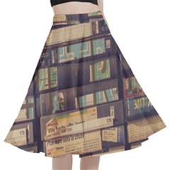 Books Antique Worn Spent Romance Antique Dealer A-line Full Circle Midi Skirt With Pocket by Ravend