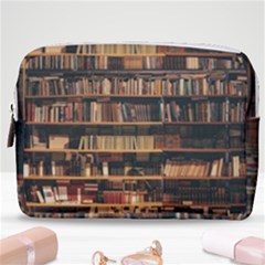 Books On Bookshelf Assorted Color Book Lot In Bookcase Library Make Up Pouch (medium) by Ravend