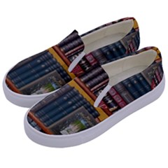 Books-library-bookshelf-bookshop Kids  Canvas Slip Ons by Ravend