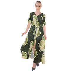 Frog Pattern Waist Tie Boho Maxi Dress by Valentinaart