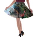 Peacock Art Painting A-line Skater Skirt View2