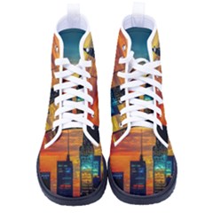 New York City Skyline Usa Men s High-top Canvas Sneakers by Ndabl3x