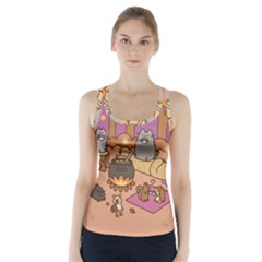 Pusheen Cute Fall The Cat Racer Back Sports Top by Ndabl3x