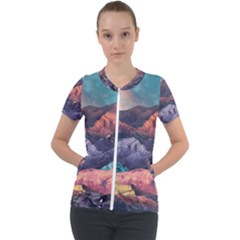 Adventure Psychedelic Mountain Short Sleeve Zip Up Jacket by Ndabl3x