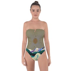 Surreal Art Psychadelic Mountain Tie Back One Piece Swimsuit by Ndabl3x