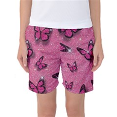 Pink Glitter Butterfly Women s Basketball Shorts by Ndabl3x