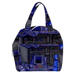 Blue Computer Monitor With Chair Game Digital Art Boxy Hand Bag by Bedest