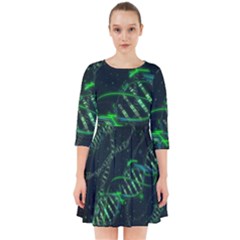 Green And Black Abstract Digital Art Smock Dress by Bedest