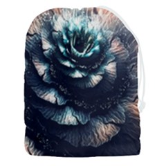 Blue And Brown Flower 3d Abstract Fractal Drawstring Pouch (3xl) by Bedest