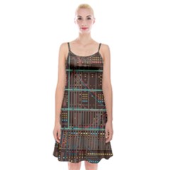 Digital Art Moog Music Synthesizer Vintage Spaghetti Strap Velvet Dress by Bedest