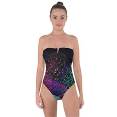 Particles Waves Line Multicoloured Tie Back One Piece Swimsuit by Proyonanggan