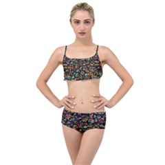 Multicolored Doodle Abstract Colorful Multi Colored Layered Top Bikini Set by Grandong