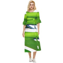 Golf Course Par Green Double Cuff Midi Dress by Sarkoni