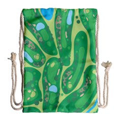 Golf Course Par Golf Course Green Drawstring Bag (large) by Sarkoni