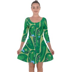 Golf Course Par Golf Course Green Quarter Sleeve Skater Dress by Sarkoni