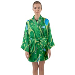 Golf Course Par Golf Course Green Long Sleeve Satin Kimono by Sarkoni