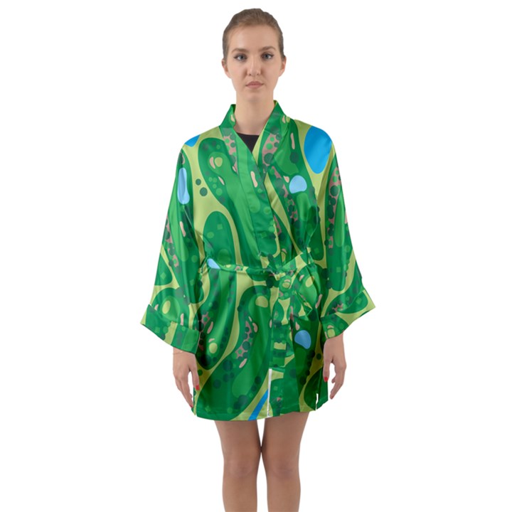 Golf Course Par Golf Course Green Long Sleeve Satin Kimono