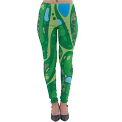 Golf Course Par Golf Course Green Lightweight Velour Leggings by Sarkoni