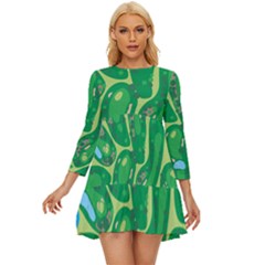 Golf Course Par Golf Course Green Long Sleeve Babydoll Dress by Sarkoni