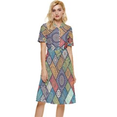 Mandala Pattern Abstract , Mandala, Pattern, Abstract Button Top Knee Length Dress by nateshop