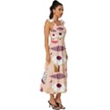 Scandinavian Flat Floral Background Coral Pink White Black Gold Pattern Tie-Strap Tiered Midi Chiffon Dress View3