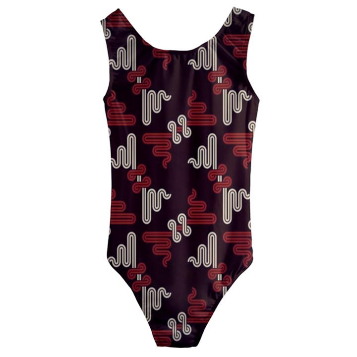 Oriental Dragon Motif Pattern Kids  Cut-Out Back One Piece Swimsuit