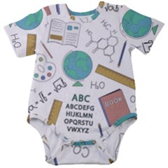 School Subjects And Objects Vector Illustration Seamless Pattern Baby Short Sleeve Bodysuit by Grandong