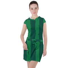 Green Seamless Watermelon Skin Pattern Drawstring Hooded Dress by Grandong