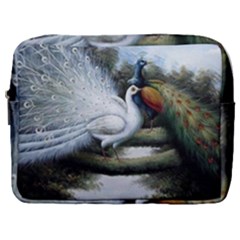 Canvas Oil Painting Two Peacock Make Up Pouch (large) by Grandong