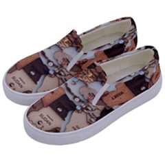 3d Vintage World Map Kids  Canvas Slip Ons by Grandong