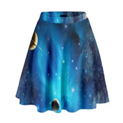 3d Universe Space Star Planet High Waist Skirt by Grandong