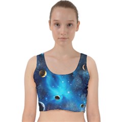 3d Universe Space Star Planet Velvet Racer Back Crop Top by Grandong