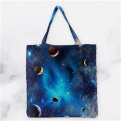 3d Universe Space Star Planet Grocery Tote Bag by Grandong