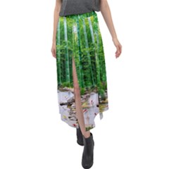 Bamboo Forest Squid Family Velour Split Maxi Skirt by Grandong