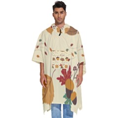 Leaves Foliage Acorns Barrel Men s Hooded Rain Ponchos by Ndabl3x