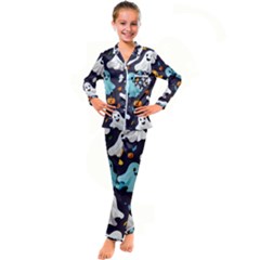 Ghost Pumpkin Scary Kids  Satin Long Sleeve Pajamas Set by Ndabl3x