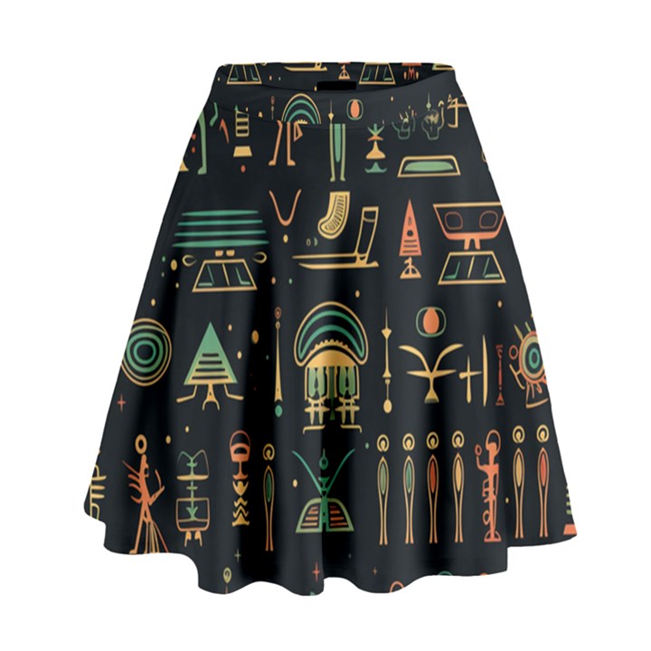 Hieroglyphs Space High Waist Skirt