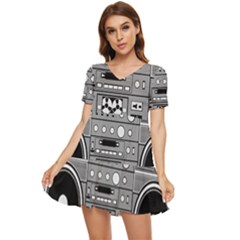 Boombox Tiered Short Sleeve Babydoll Dress by Sarkoni