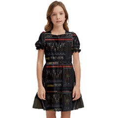 Daft Punk Boombox Kids  Puff Sleeved Dress by Sarkoni