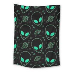 Alien Green Black Pattern Medium Tapestry by Ndabl3x