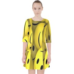 Emoji, Colour, Faces, Smile, Wallpaper Quarter Sleeve Pocket Dress by nateshop